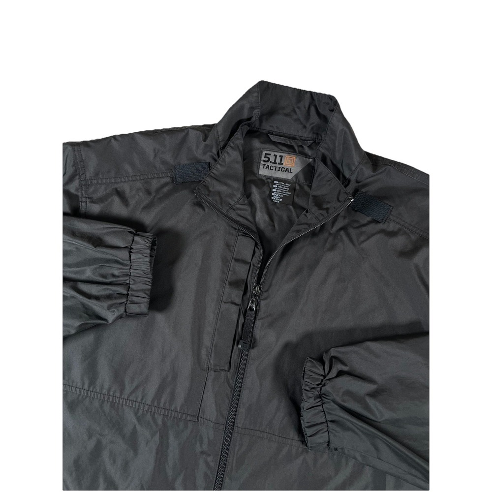 5.11 Tactical Police Black Lined‎ Packable Rain Wind Full Zip Jacket Men's Sz XL